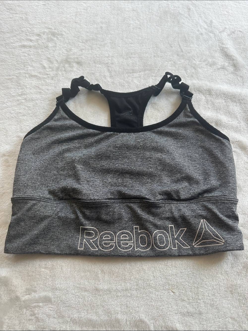 Reebok Charcoal Gray and Black Racerback Sports Bra